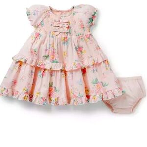 NWT Janie & Jack BABY FLORAL SMOCKED PUFF SLEEVE DRESS